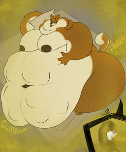 almost_fully_inside anal anal_head_gulp anal_vore anthro anus bed bedroom_eyes belly big_belly big_butt big_moobs broken_bed brown_body brown_fur butt curled_tail deep_navel double_chin duo fart fart_cloud fart_fetish fart_through farting_on_another farting_on_prey fat_rolls feet_first fur furniture gas gassy hand_on_belly holding_belly huge_belly hyper hyper_belly immobile living_insertion looking_at_viewer male male/male mattress moobs morbidly_obese narrowed_eyes navel obese overweight pillow puffy_anus raised_tail seductive smelly smile stink_fumes tail tongue tongue_out vore white_belly jadetanuki canid canine canis domestic_dog mammal shiba_inu spitz 5:6 absurd_res hi_res