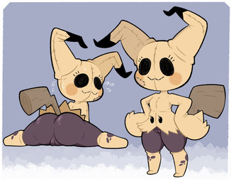anthro anus big_butt black_anus black_body black_skin black_vulva blush blush_stickers bodily_fluids breasts butt clothed clothing cloud clouds_in_blackground fake_ears fake_eyes fake_tail female flying_sweatdrops genitals hoodie legwear partially_clothed rear_view simple_background small_breasts solo spread_legs spreading standing stockings sweat sweatdrop topwear torn_clothing torn_legwear torn_stockings vulva yellow_clothing yellow_hoodie yellow_legwear yellow_stockings yellow_topwear fatalafterdark nintendo pokemon chu_(defunctumbra) generation_7_pokemon mimikyu pokemon_(species) hi_res multiple_scenes