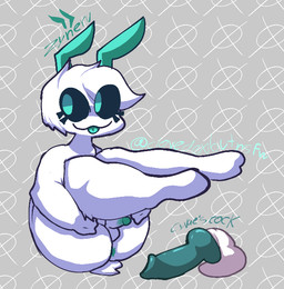 anthro anus big_butt butt disembodied_penis duo femboy fur genitals legs_up male male/male penis silly silly_face small_penis solo_focus tongue tongue_out white_body white_fur clovedex cyvae_(zyneru) zyneru_(character) humanoid