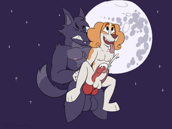 abdominal_bulge abs animal_genitalia animal_penis anthro anthrofied arm_grab ball_tuft balls big_balls blue_body blue_fur blush bodily_fluids body_hair canine_genitalia canine_penis chest_fur chest_hair chest_tuft clenched_teeth cum cum_inside cumshot duo ejaculation eye_roll eyebrows eyes_closed eyes_rolled_up fangs freckles fur genital_fluids genitals grey_body grey_fur holidays humanoid_genitalia humanoid_penis internal internal_anal male male/male male_anthro mare_in_the_moon moon muscular nipples open_mouth orange_body orange_fur pecs penis simple_background size_difference slim small_waist smile star tail tan_body tan_fur teeth tongue tongue_out tuft slightlyarousedguy belfort_and_lupin halloween mythology belfort_(belfort_and_lupin) lupin_(belfort_and_lupin) bird_dog canid canine canis domestic_dog hunting_dog mammal mythological_canine mythological_creature spaniel werecanid werecanine werecreature werewolf wolf 4:3 hi_res shaded watermark
