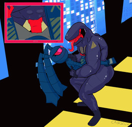 abs anthro anthro_pov balls black_body black_skin blush blush_lines bodily_fluids carry_position duo erection eyelashes eyeless female female_anthro female_pov first_person_view floppy_ears from_front_position genital_fluids genitals glistening glistening_arms glistening_back glistening_legs glistening_thighs glistening_tongue humanoid_vulva inside interspecies long_tongue looking_at_another looking_up looking_up_at_another male male/female male_humanoid muscular muscular_humanoid muscular_male penetration penile penile_penetration penis penis_in_vagina pink_eyes pupils receiving_pov red_balls red_hands red_penis red_sclera red_teeth red_tongue size_difference smaller_anthro smaller_female smaller_penetrated symbol_on_shoulder teeth tongue tongue_out vaginal vaginal_fluids vaginal_fluids_on_penis vaginal_penetration warning_symbol crisiscum beltz_(jumpbreak96) chomperz_(jumpbreak96) humanoid lagomorph leporid mammal rabbit 2023 2d_animation animated digital_media_(artwork) hi_res loop short_playtime