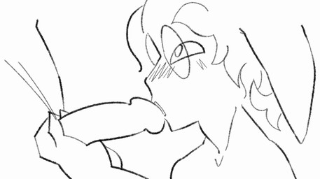 anthro bodily_fluids deep_throat duo eyes_closed genital_fluids genitals humanoid_genitalia humanoid_penis looking_pleasured male male/male neck_bulge oral oral_penetration penetration penis precum precum_string saliva size_difference saveslot guild_wars asura animated greyscale loop monochrome