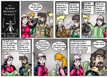 backpack beard black_hair black_nose blonde_hair breasts brown_body brown_fur brown_hair camera clothed clothed_female clothed_male clothing dialogue facial_hair female feral fur group hair male map not_furry shirt text tongue tongue_out topwear video_camera style_wager dela_the_hooda dave_(dela_the_hooda) dawn_(dela_the_hooda) mackie_(dela_the_hooda) canid canine canis domestic_dog human mammal 2001 comic english_text