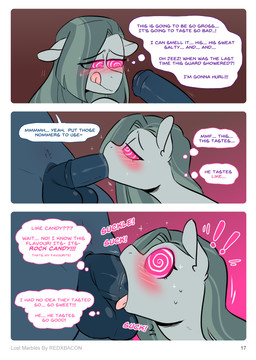 animal_genitalia animal_penis balls cock_drunk deep_throat dialogue duo equine_genitalia equine_penis exclamation_point female feral genitals grey_body grey_hair hair hypnosis male medial_ring mind_control oral oral_penetration penetration penis text thought_bubble redxbacon friendship_is_magic hasbro my_little_pony fan_character marble_pie_(mlp) pillow_talk_(redxbacon) earth_pony equid equine horse mammal pony absurd_res comic english_text hi_res