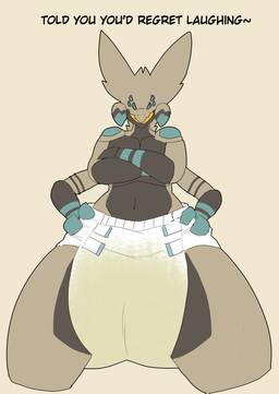 4_arms 6_eyes ageplay anthro big_diaper black_body blue_eyes blue_markings bodily_fluids clothed clothing diaper genital_fluids infantilism kneeling looking_at_viewer male male_anthro mandibles markings multi_arm multi_eye multi_limb narrowed_eyes open_mouth roleplay simple_background solo tan_background tan_body topless unclean_diaper urine used_diaper wearing_diaper wet_diaper white_diaper hardscales arachnid arthropod spider hi_res