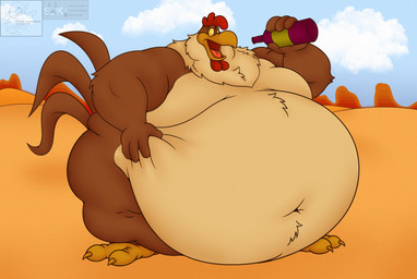 almost_immobile anthro belly big_belly bottle chicken_transformation container desert growing growth huge_belly hyper hyper_belly male obese obese_male overweight overweight_male potion potion_bottle science_experiment_gone_wrong solo transformation weight_gain wobble coyocislav looney_tunes warner_brothers foghorn_leghorn wile_e._coyote avian bird canid canine canis chicken coyote galliform mammal phasianid hi_res