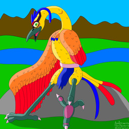 avian_feet beak belt blue_hair blush bottomwear clothing colored_nails colorful_body eyewear feather_hair feathers feral glasses hair loincloth male nails on_rock pawpads pseudo_hair rock simple_background sitting sitting_on_rock solo andrezaniathephoenix european_mythology greek_mythology mythology andrezania_(character) avian bird mythological_avian mythological_bird mythological_creature mythological_firebird phoenix 1:1 absurd_res hi_res