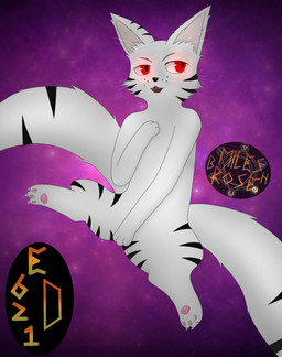 2_tails angry anthro black_nose black_stripes claws covering covering_self fangs female fur glowing glowing_eyes magic_user multi_tail pawpads red_eyes sitting solo stripes tail teeth thaumaturgy whiskers white_body white_fur miles_rosebh asian_mythology e621 east_asian_mythology japanese_mythology mythology agata_la_nekomata_(miles_rosebh) felid feline mammal nekomata yokai 2025 absurd_res hi_res watermark
