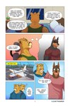 aircraft airplane airport anthro barazoku bedroom biceps big_pecs biped chair claws dialogue duo ear_piercing ear_ring fur furniture furry_ears gaming_chair hair head_tuft male male_anthro markings multicolored_tail muscular muscular_anthro muscular_male office_chair pecs piercing pink_nose ring_piercing spiky_hair spots spotted_markings tail tan_body tan_fur text travel traveling triceps tuft vehicle whisker_markings whisker_spots yellow_body yellow_fur neruk canid canine canis cougar dobermann domestic_dog felid feline mammal pinscher absurd_res comic english_text hi_res url