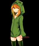 alternate_form alternate_species clothed clothing creeper_hoodie female gloves hair handwear hoodie humanized legwear long_hair looking_at_viewer not_furry orange_hair simple_background solo thigh_highs topwear yellow_eyes at2. microsoft minecraft mob_talker mojang xbox_game_studios cupa creeper_(minecraft) human mammal alpha_channel