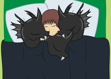 bed brown_hair cuddling eyes_closed fangs furniture group hair horn lying male on_bed on_model pillow sleeping teeth under_covers badumsquish friendship_is_magic hasbro my_little_pony anon drone_(mlp) generic_messy_hair_anime_anon arthropod changeling_(mlp) human mammal digital_media_(artwork) hi_res