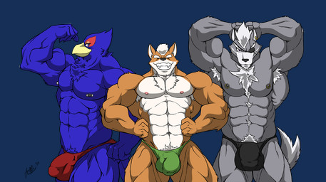 abs anthro arms_behind_head avian beak biceps big_muscles bird black_nipples black_nose blue_body blue_eyes bodybuilder brown_fur bulge canine chest_tuft clothed clothing ear_piercing eye_patch eyes_closed eyewear falco_lombardi fangs feathers flexing fox fox_mccloud fur grey_fur grey_hair grey_nipples grin group hair half-dressed huge_muscles kyuuhari looking_at_viewer male mammal muscles nintendo nipple_piercing nipples pecs piercing pose pubes purple_eyes ripped smile speedo standing star_fox swimsuit teeth toned topless tuft video_games white_fur white_hair wolf wolf_o'donnell wolfoxokamichan
Rating: Questionable
Score: 5
User: xes
Date: August 02, 2014 abs anthro arms_behind_head avian beak biceps big_muscles bird black_nipples black_nose blue_body blue_eyes bodybuilder brown_fur bulge canine chest_tuft clothed clothing ear_piercing eye_patch eyes_closed eyewear falco_lombardi fangs feathers flexing fox fox_mccloud fur grey_fur grey_hair grey_nipples grin group hair half-dressed huge_muscles kyuuhari looking_at_viewer male mammal muscles nintendo nipple_piercing nipples pecs piercing pose pubes purple_eyes ripped smile speedo standing star_fox swimsuit teeth toned topless tuft video_games white_fur white_hair wolf wolf_o'donnell wolfoxokamichan
Rating: Questionable
Score: 5
User: xes
Date: August 02, 2014