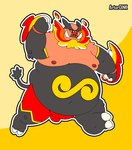 anthro belly big_belly biped black_body male moobs navel nipples obese obese_male orange_body overweight overweight_male red_body solo artur_oink nintendo pokemon emboar generation_5_pokemon pokemon_(species) 2022 absurd_res hi_res