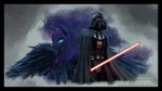 abstract_background armor blue_body blue_eyes blue_fur blue_hair clothed clothing cutie_mark duo feathered_wings feathers female feral fur hair headgear helmet horn lightsaber male melee_weapon red_lightsaber simple_background sword weapon wings tyruas friendship_is_magic hasbro my_little_pony mythology star_wars darth_vader nightmare_moon_(mlp) equid equine human mammal mythological_creature mythological_equine winged_unicorn 2013 crossover hi_res