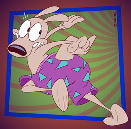 anthro big_butt bottomwear butt clothed clothing fur looking_back male running shorts shorts_only solo tail tan_body tan_fur teeth topless gavanzude nickelodeon rocko's_modern_life rocko_rama macropod mammal marsupial wallaby alternate_version_at_paywall hi_res
