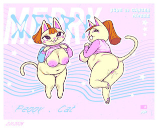 anthro anus areola belly blush blush_stickers bodily_fluids bottomless breasts brown_hair butt clothed clothing clothing_lift double_chin eyelashes female fur genital_fluids genitals hair looking_back navel nipples overweight overweight_anthro overweight_female pawpads pink_nipples pink_nose shirt shirt_lift smile solo standing tail tan_body tan_fur topwear vaginal_fluids vulva jojoekaki animal_crossing nintendo merry_(animal_crossing) domestic_cat felid feline felis mammal 2026 hi_res