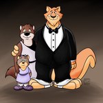 anthro black_nose black_tie_(suit) bottomwear brown_body clothing dress female green_eyes group male overweight overweight_male pants shirt simple_background suit topwear hubie360 brok_the_investigator cowcat_games dee_silver sin_silver sin_silver's_daughter canid canine canis dingo kangaroo macropod mammal marsupial 1:1 2023 hi_res