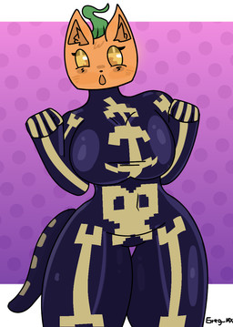 anthro big_breasts bone breasts clothing costume female food fruit looking_down plant pumpkin skeleton solo thick_thighs gusa epic_games fortnite sad_cat_dance spice_(fortnite) felid human humanoid mammal digital_media_(artwork) hi_res