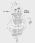 antennae_(anatomy) anthro asking_viewer big_breasts bottomwear breasts cleavage clipboard clothed clothing dialogue female huge_breasts knee_tuft leg_tuft miniskirt neck_tuft nurse nurse_clothing nurse_uniform overweight overweight_female question skirt solo talking_to_viewer thick_thighs tight_clothing tuft uniform wide_hips luminared prunella_(thixxen) arthropod bee hymenopteran insect absurd_res hi_res