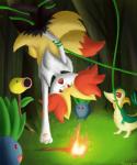 ambiguous_gender anthro fire forest fur group imminent_rape paws plant tentacles tree hozorak nintendo pokemon bellsprout braixen canid canine generation_1_pokemon generation_5_pokemon generation_6_pokemon mammal oddish pokemon_(species) snivy 2018 5:6 absurd_res hi_res