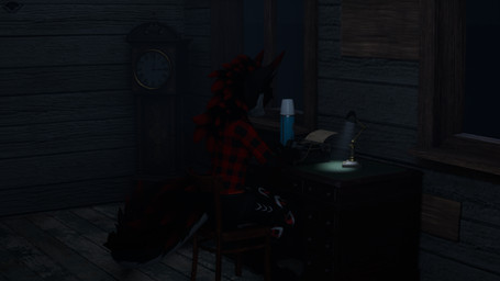 anthro chair detailed_background flannel_shirt freckled_arms freckled_legs freckled_thighs freckles furniture highlights_(coloring) male markings red_highlights solo tail hound_helldan alan_wake microsoft mythology xbox_game_studios hound_(hound_helldan) canid canid_demon canine demon hellhound hybrid mammal mythological_canine mythological_creature novabeast 16:9 3d_(artwork) 4k absurd_res blender_(artwork) digital_media_(artwork) hi_res watermark widescreen