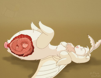 4_arms ambiguous_fluids ambiguous_gender anal anal_vore antennae_(anatomy) anthro anthro_pred anus arthropod_abdomen arthropod_abdomen_vore cloacal cloacal_vore coiled_up duo endosoma eyes_closed feral feral_prey fully_inside hand_on_chest head_tuft insect_wings internal larger_pred legs_up lepidopteran_wings lying male male/ambiguous multi_arm multi_limb on_back on_ground puffy_anus safe_vore simple_background size_difference smile tuft vore white_body white_skin wings x-ray_view flashquatsch valentino_(flashquatsch) annelid arthropod earthworm insect lepidopteran moth worm