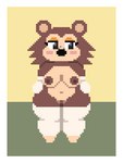 anthro border breasts brown_body clothing female genitals hand_on_hip legwear nipples pussy solo stockings white_border ssspankeer animal_crossing nintendo sable_able eulipotyphlan hedgehog mammal 3:4 digital_media_(artwork) pixel_(artwork)