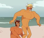 anthro balls beach biped blonde_hair blush brow_hair brown_body brown_fur circumcised duo flaccid fur genitals glans hair humanoid_genitalia humanoid_penis humiliation male male/male male_anthro male_humanoid micropenis nude penis penis_humiliation sand sea small_penis small_penis_exposure small_penis_humiliation surprised_expression water weasdepiro mattel monster_high mythology clawd_wolf manny_taur animal_humanoid bovid bovine canid canid_humanoid canine canine_humanoid canis cattle humanoid mammal mammal_humanoid mythological_canine mythological_creature were werecanid werecanine werewolf wolf hi_res