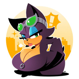 anthro blue_eyeshadow breasts exclamation_point eyebrows eyeshadow female makeup solo legendofnerd batman_(series) dc_comics sega sonic_the_hedgehog_(series) catwoman rouge_the_bat bat mammal 1:1 hi_res signature
