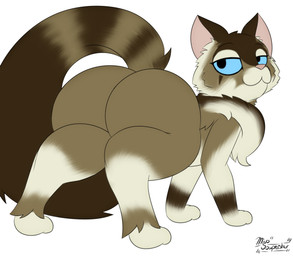 all_fours big_butt black_eyes blue_sclera brown_body brown_fur brown_stripes butt female feral fluffy fluffy_tail fur half-closed_eyes huge_butt looking_away looking_back mane markings narrowed_eyes nude pink_inner_ear pink_nose rear_view simple_background solo striped_body striped_fur striped_markings striped_tail stripes tail tail_markings tan_body tan_fur thick_thighs white_background white_body white_fur miso_souperstar dark_souls fromsoftware sweet_shalquoir domestic_cat felid feline felis mammal 2021 absurd_res digital_media_(artwork) hi_res meme