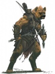 anthro armor arrow_(weapon) boob_armor bow_(weapon) female frown leather leather_armor quiver_(object) ranged_weapon scowl simple_background solo weapon white_background ben_wootten dungeons_and_dragons hasbro pathfinder wizards_of_the_coast flind gnoll hyena mammal spotted_hyena official_art