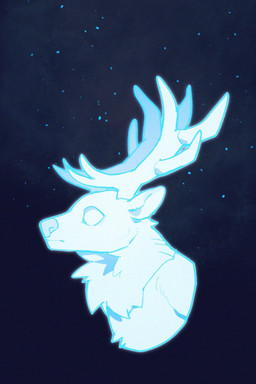 anthro chest_tuft clear_sky ears_back empty_eyes male mouth_closed neck_tuft pivoted_ears side_view sky solo star tuft unsigned asnnonaka deer mammal 2:3 bust_portrait hi_res portrait
