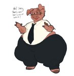 anthro big_butt butt clothed clothing dialogue eyewear fur glasses hooves male overweight overweight_male pig(lopsalien) pig_nose pink_body pink_fur raised_clothing raised_shirt raised_topwear shirt solo thick_thighs topwear wearing_glasses lopsalien fan_character domestic_pig mammal suid suine sus_(pig) hi_res