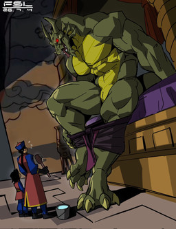 abs anthro biceps bottomwear claws clothed clothing clothing_lift deltoids green_body group hair horn male muscular muscular_anthro muscular_arms muscular_male muscular_thighs navel pecs pupils red_eyes scales serratus simple_background slit_pupils tail tongue tongue_out triceps undressing fansl jackie_chan_adventures mythology shendu demon dragon eastern_dragon human humanoid mammal mythological_creature mythological_scalie reptile scalie hi_res signature
