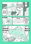 anthro blush boxers_(clothing) clothed clothing comic countershade_hands countershade_torso countershading eating egg english_text happy hard_translated hi_res lizardman male muscular muscular_anthro muscular_male open_mouth reptile scalie smelly smile text third-party_edit tongue tongue_out topless translated underwear undressing verbal_reaction_to_tf worried zisak