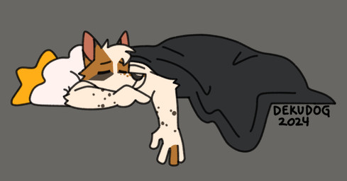 4_fingers anthro arm_tuft arms_bent black_blanket brown_body brown_fur elbow_tuft eyes_closed female fingers fur grey_background hair lying male male_anthro multicolored_body multicolored_fur on_front pillow pink_inner_ear short_hair simple_background sleeping solo spotted_arms text thin_eyebrows tuft under_blanket white_body white_fur white_hair yellow_pillow dekudog frisk_fox canid canine fox mammal true_fox 2024 artist_name dated digital_drawing_(artwork) digital_media_(artwork) english_description flat_colors