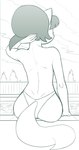 2023 absurd_res anthro arm_support barely_visible_breasts bent_arm bikini bikini_bottom biped breasts butt clothed clothing digital_drawing_(artwork) digital_media_(artwork) domestic_cat extended_arm eyelashes faceless_anthro faceless_character faceless_female felid feline felis female fence fingers hair hi_res humanoid_hands kitty_katswell mammal monochrome nickelodeon outside plant poolside prick_ears rear_view redout short_hair sitting solo swimming_pool swimwear t.u.f.f._puppy tail topless topless_anthro topless_female touching_hair tree water