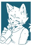 anthro athletic bodily_fluids bottle clothing container male one_eye_closed shirt solo sweat tank_top tongue tongue_out topwear water_bottle wet wink saku1saya seiya_(saku1saya) canid canine mammal absurd_res hi_res