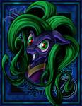 clothing costume female green_eyes green_hair hair looking_at_viewer multicolored_eyes red_eyes smile solo tentacles harwick friendship_is_magic hasbro my_little_pony mane-iac_(mlp) power_ponies_(mlp) earth_pony equid equine horse mammal pony 2014 portrait