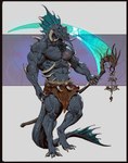 abs anthro claws digitigrade finger_claws male melee_weapon muscular muscular_anthro muscular_male pecs polearm scar scythe tail toe_claws weapon pacelic scalie digital_drawing_(artwork) digital_media_(artwork) hi_res