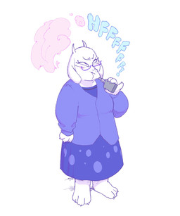 3_toes anthro bottomwear clothed clothing eyewear feet female fingers floppy_ears glasses horn long_ears mature_anthro mature_female rectangular_glasses simple_background skirt solo standing toes vape white_background sirartwork undertale_(series) toriel bovid caprine mammal 5:6 digital_media_(artwork) full-length_portrait hi_res portrait