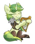 eyes_closed eyewear female feral fur glasses green_body green_fur green_hair hair harp holding_object horn inner_ear_fluff musical_instrument playing_music plucked_string_instrument quadruped sitting solo string_instrument tuft handgunboi hasbro my_little_pony mythology fan_character equid equine horse mammal mythological_creature mythological_equine pony unicorn 2021 hi_res