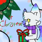 anthro blue_tongue box christmas_decorations christmas_lights christmas_present container dyed_fur female fur gift gift_box gift_wrapped holiday_clothing holly_(plant) luna_(oike) multicolored_body multicolored_fur oike plant purple_scarf scarf solo tongue white_body yellow_eyes domestic_cat felid feline felis mammal 1:1 low_res