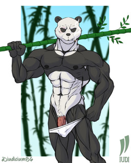 abs anthro armpit_hair bamboo body_hair cigarette clothing genitals male muscular muscular_anthro muscular_male nipples penis smoking solo underwear undressing iudicium86 beastars gouhin_(beastars) bear giant_panda mammal 4:5 hi_res