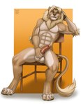 4_toes 5_fingers abs anthro arm_tuft ball_tuft balls barbed_humanoid_penis bedroom_eyes biceps big_balls big_penis biped black_lips border brown_claws brown_eyes brown_nose brown_pawpads chair cheek_tuft claws countershade_arms countershade_feet countershade_hands countershade_torso countershading crotch_tuft digitigrade elbow_tuft erection facial_tuft fangs feet fingers fluffy_mane foreskin fur furniture genitals gradient_background hand_behind_head hand_on_penis head_tuft humanoid_genitalia humanoid_penis hybrid_genitalia hybrid_penis lion_mane lips logo looking_at_viewer male mane multicolored_body multicolored_fur muscular muscular_anthro muscular_male narrowed_eyes nude on_chair orange_background pawpads paws pecs penile_spines penis penis_grab pink_penis presenting pubes retractable_claws seductive serratus shadow sharp_teeth simple_background sitting sitting_on_chair smile snout solo spread_legs spreading tail tail_tuft tan_body tan_fur teeth text toe_claws toes toothy_smile tuft two_tone_body two_tone_fur whisker_spots whiskers white_border ifus rahne felid lion mammal pantherine 2025 artist_logo artist_name hi_res shaded soft_shading url warm_colors