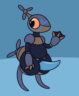 animal_genitalia anthro big_penis blue_blush blue_penis blush blush_lines genital_slit genitals gesture looking_away machine male membrane_(anatomy) metallic_body orange_eyes penis propeller simple_background slightly_chubby solo tapering_penis thick_thighs waving waving_at_viewer webbed_hands gandergeist murphy_(gandergeist) robot aliasing digital_media_(artwork) hi_res