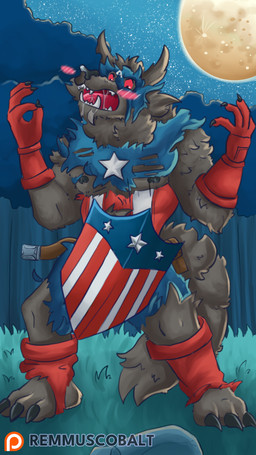 anthro blush blush_lines clothing convenient_censorship embarrassed exposed humiliation male mostly_nude outside public shield solo superhero superhero_costume torn_clothing transformation remmus_cobalt marvel mythology captain_america capwolf canid canine canis mammal mythological_canine mythological_creature werecanid werecanine werecreature werewolf wolf 4k 9:16 absurd_res alternate_version_at_paywall hi_res