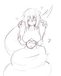 apode boob_hat breasts clothed clothing coiling duo eyes_closed eyewear female fluffy fur heart_symbol horn legless long_tail monster_girl_(genre) nipples serpentine simple_background smile split_form sunglasses tail topless white_background sub-res anon shenti draconcopode furred_scalie furred_snake humanoid lamia reptile scalie snake hi_res sketch