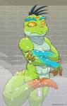 4_fingers abs anthro covering covering_crotch fingers looking_away male muscular muscular_anthro muscular_male shower soap solo standing steam yellow_sclera wanikami teenage_mutant_ninja_turtles mondo_gecko gecko lizard reptile scalie 2017 hi_res