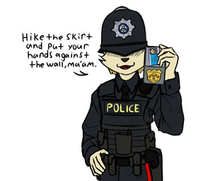 anthro badge bottomwear clothed clothing constable facial_tuft fur hair hidden_eyes male police police_badge police_officer police_uniform shota simple_background smile solo text topwear tuft uniform young young_anthro young_male callmewritefag hanna-barbera swat_kats percy_lynxoln_(callmewritefag) domestic_cat felid feline felis mammal 2025 colored colored_sketch digital_drawing_(artwork) digital_media_(artwork) english_text hi_res sketch